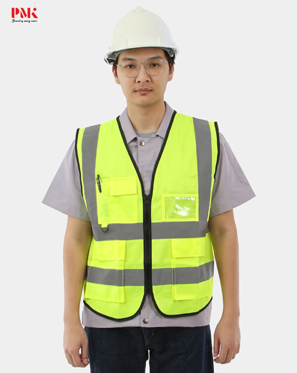 เสื้อกั๊กเซฟตี้มีกระเป๋า (ผ้าPolyester) สีเขียว