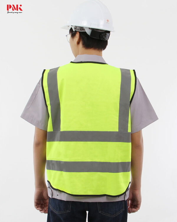 เสื้อกั๊กเซฟตี้มีกระเป๋า (ผ้าPolyester) สีเขียว - Image 2