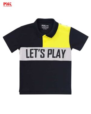 เสื้อโปโลเด็ก Let's Play #2 สีดำ/เหลือง/เทา