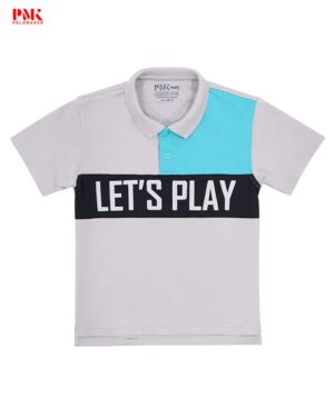 เสื้อโปโลเด็ก Let's Play #2 สีเทา/เขียว/ดำ
