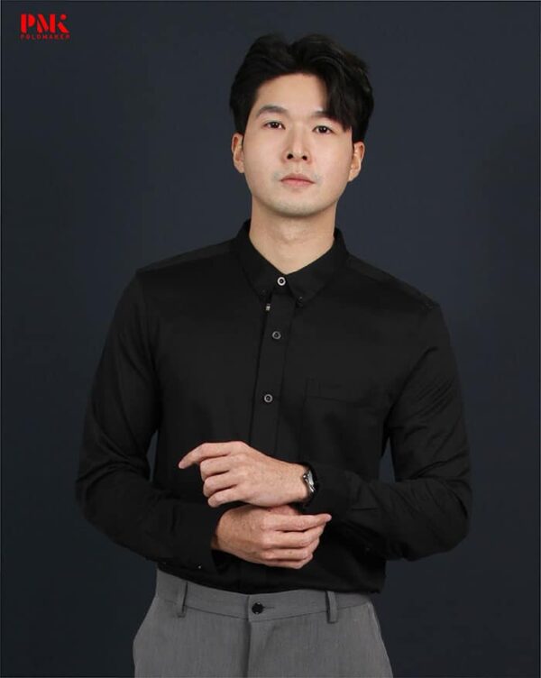 เสื้อเชิ้ตแขนยาว (คอเชิ้ตปกเชิ้ต) Prima สีดำ F04PE0003