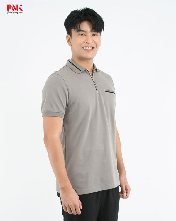 เสื้อโปโล CoolPlus CA Zipper Wear สีซีเมนต์ - Image 3