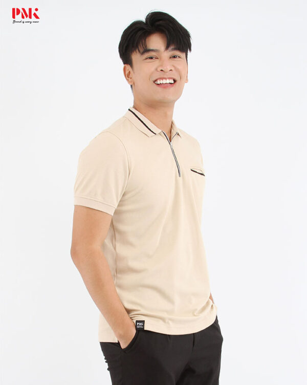 เสื้อโปโล CoolPlus CA Zipper Wear สีข้าวโอ๊ต - Image 3