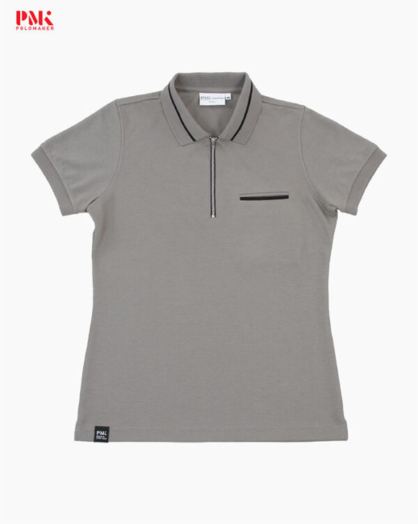 เสื้อโปโล CoolPlus CA Zipper Wear สีซีเมนต์ - Image 7