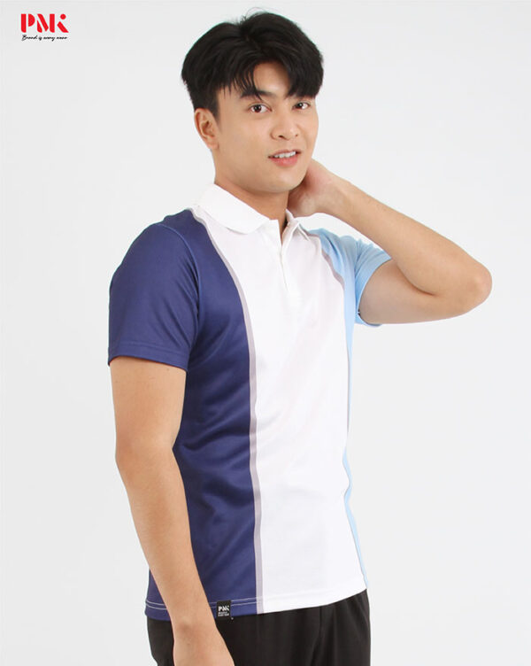 เสื้อโปโลพิมพ์ลาย Printed Pique EPPS01 สีฟ้า-กรมท่า - Image 3
