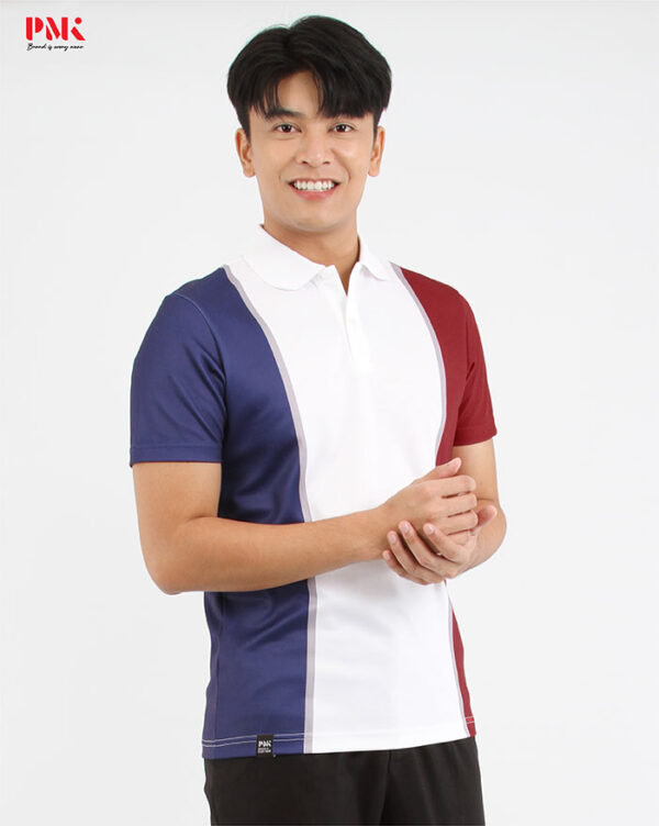 เสื้อโปโลพิมพ์ลาย Printed Pique EPPS02 สีแดง-กรมท่า - Image 3