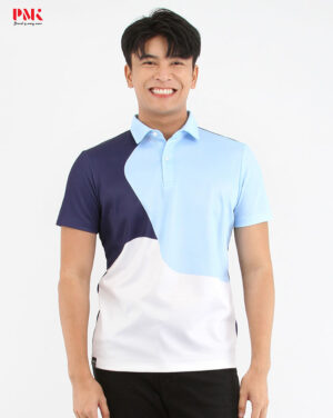เสื้อโปโลพิมพ์ลาย Graphene Printed EPPS06 สีฟ้า-น้ำเงิน