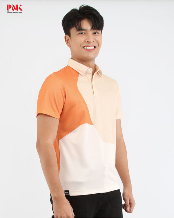 เสื้อโปโลพิมพ์ลาย Graphene Printed EPPS05 สีเบจ-ส้ม - Image 3