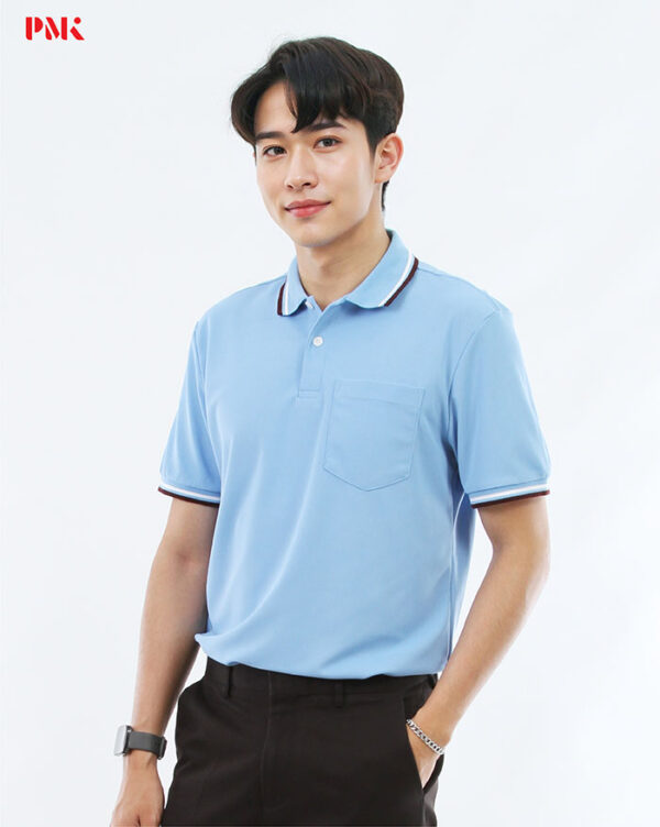 เสื้อโปโล Kaneko Charisma KM007 สีฟ้า - Image 3