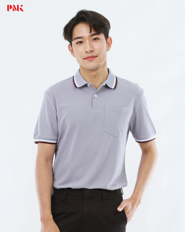 เสื้อโปโล Kaneko Charisma KM009 สีเทา - Image 2