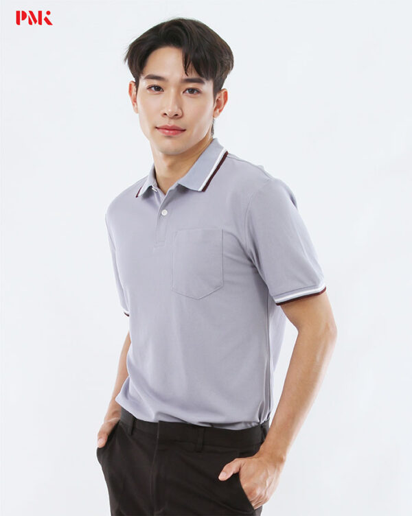 เสื้อโปโล Kaneko Charisma KM009 สีเทา - Image 3