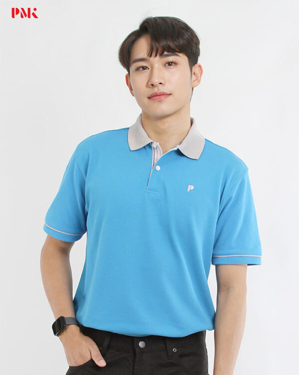 เสื้อโปโล Coolplus Coolway สีฟ้าเข้มปกเทา - Image 2