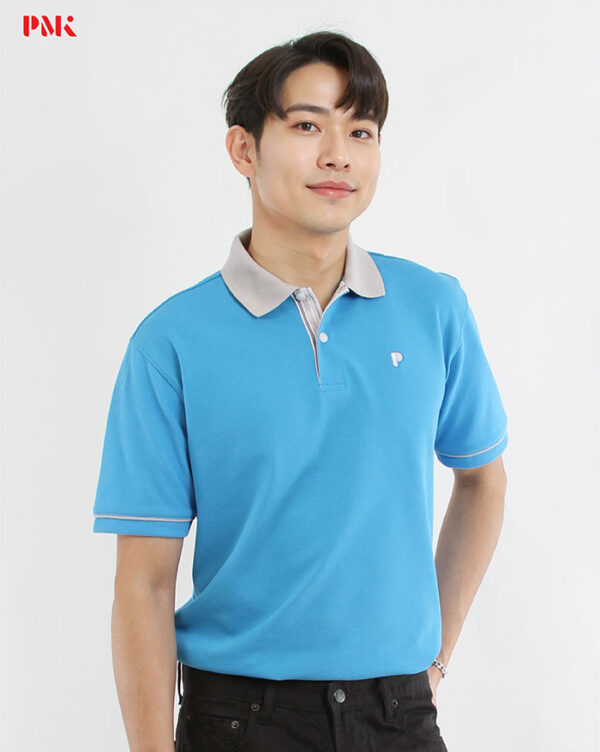 เสื้อโปโล Coolplus Coolway สีฟ้าเข้มปกเทา - Image 3