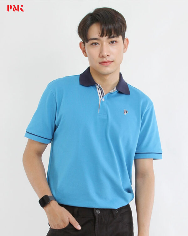 เสื้อโปโล Coolplus Coolway สีฟ้าเข้มปกกรมท่า