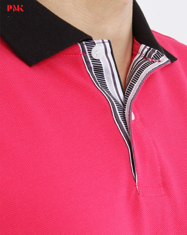 เสื้อโปโล Coolplus Coolway สีชมพูบานเย็นปกดำ - Image 5