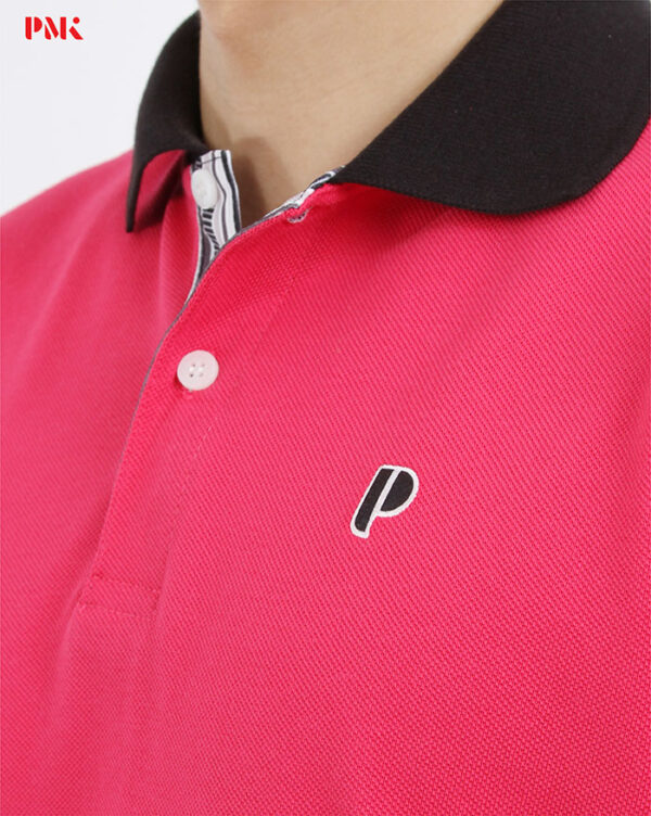 เสื้อโปโล Coolplus Coolway สีชมพูบานเย็นปกดำ - Image 6
