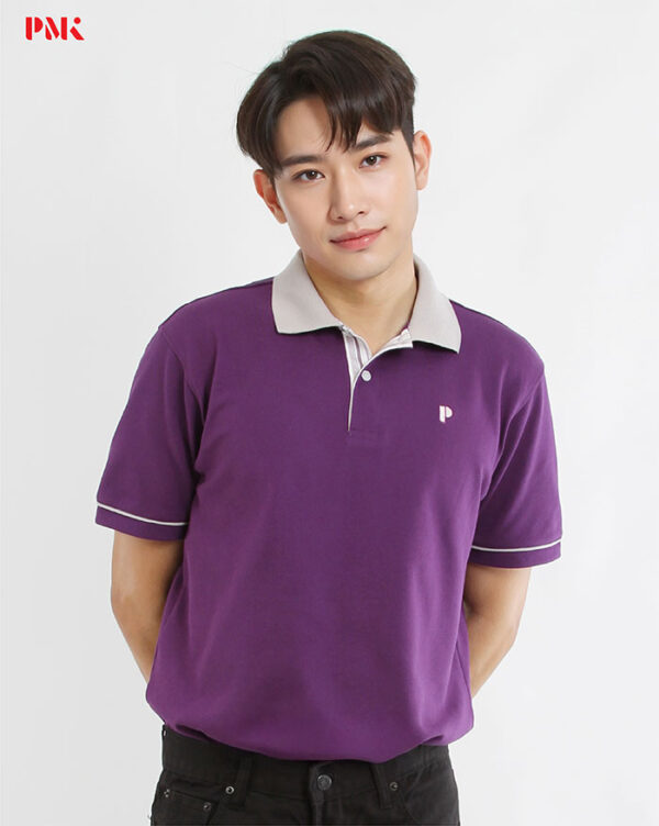 เสื้อโปโล Coolplus Coolway สีม่วงปกเทา - Image 2