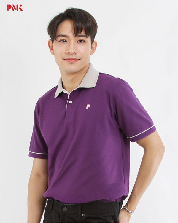 เสื้อโปโล Coolplus Coolway สีม่วงปกเทา - Image 3