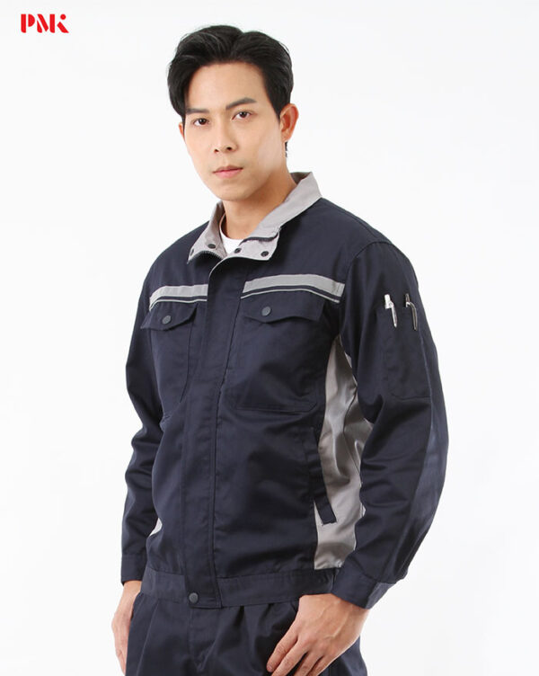 เสื้อช็อปแขนยาว Active Pro สีกรมท่าตัดต่อเทา - Image 2