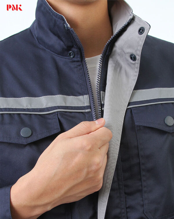 เสื้อช็อปแขนยาว Active Pro สีกรมท่าตัดต่อเทา - Image 5