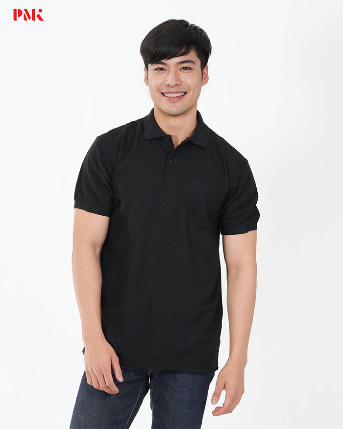 เสื้อโปโล Kaneko Charisma KM010 สีดำล้วน - Image 2