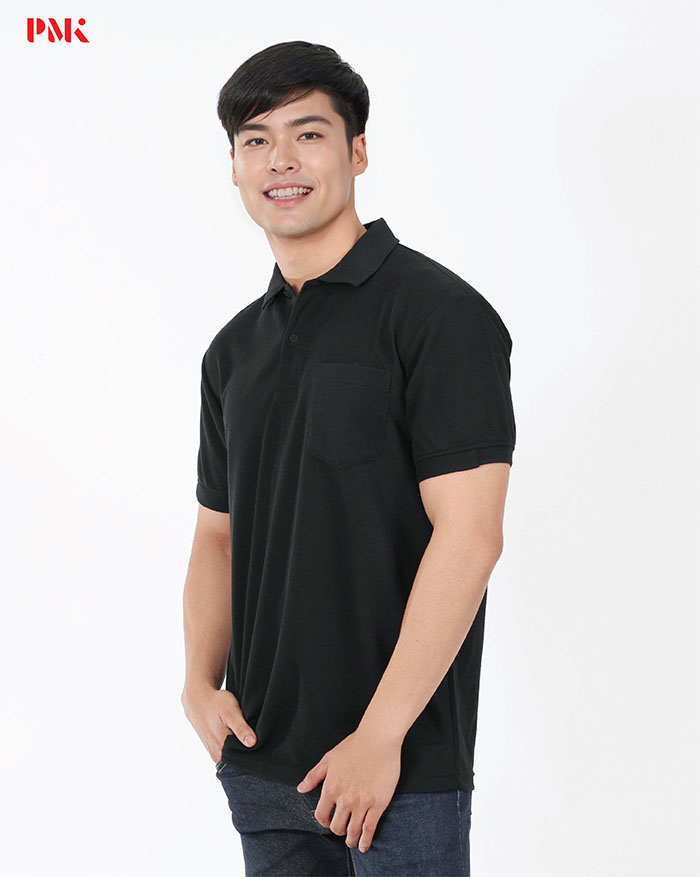 เสื้อโปโล Kaneko Charisma KM010 สีดำล้วน - Image 3