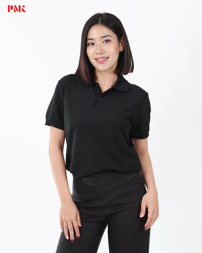 เสื้อโปโล Kaneko Charisma KM010 สีดำล้วน - Image 5