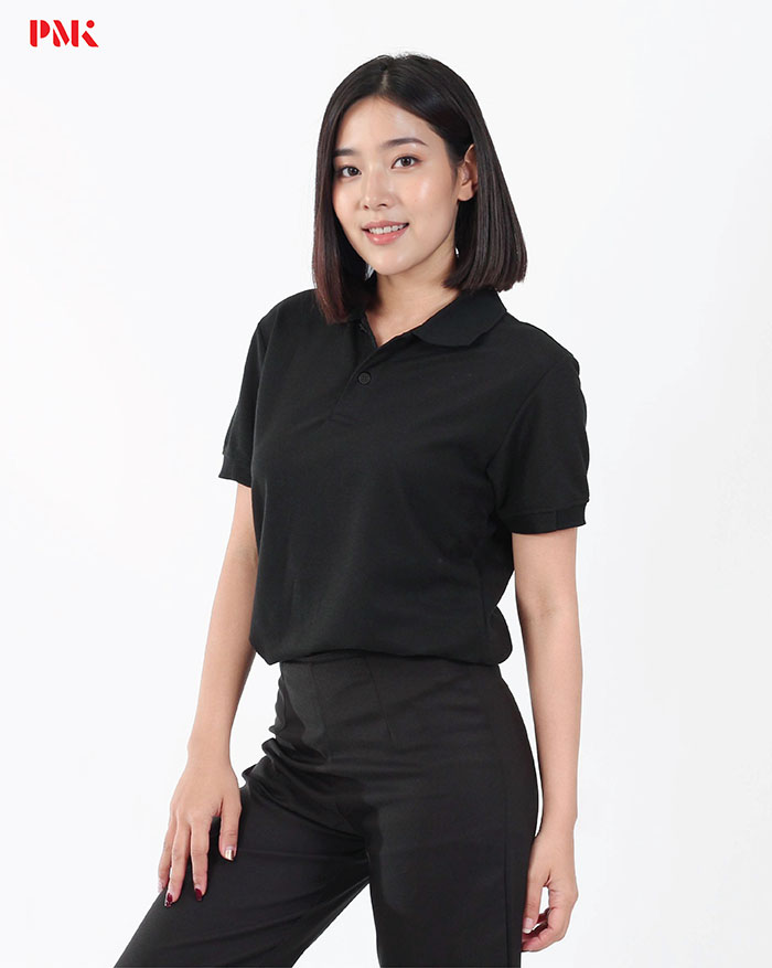 เสื้อโปโล Kaneko Charisma KM010 สีดำล้วน - Image 6