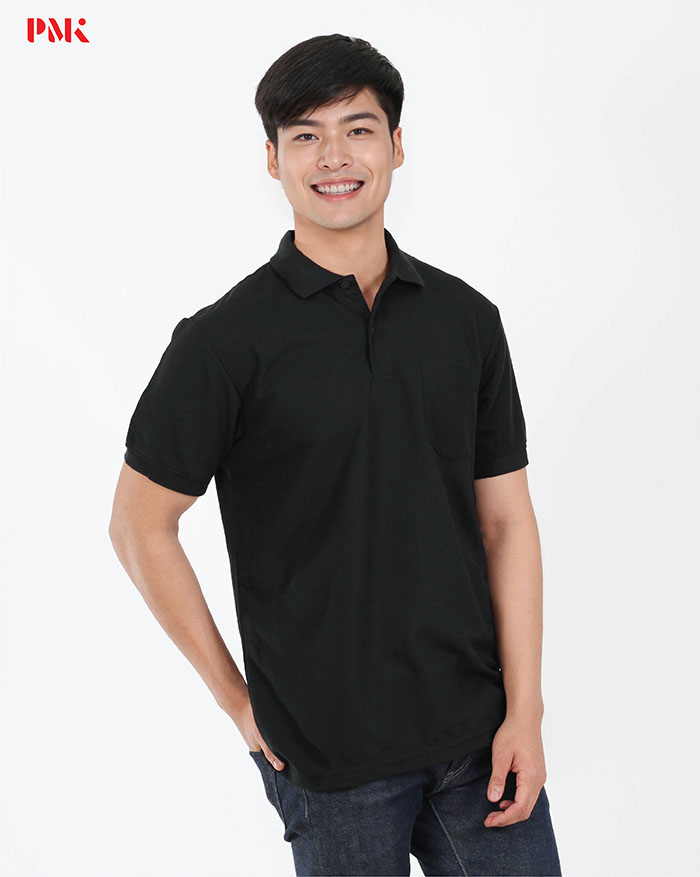 เสื้อโปโล Kaneko Charisma KM010 สีดำล้วน - Image 4