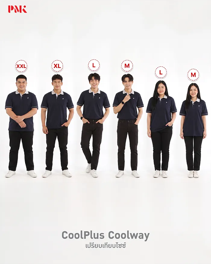 เสื้อโปโล Coolplus Coolway สีฟ้าเข้มปกเทา - Image 9