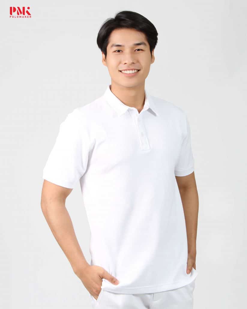 เสื้อโปโล CoolPlus CKS03 สีขาว (ฟังก์ชันกลับหน้าผ้า)