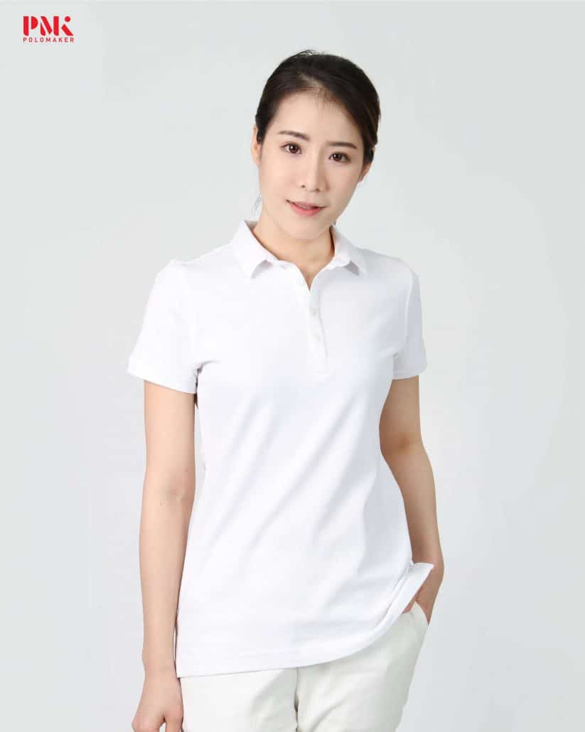 เสื้อโปโล CoolPlus CKS03 สีขาว (ฟังก์ชันกลับหน้าผ้า)