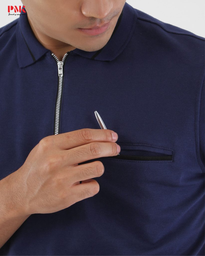 เสื้อโปโล CoolPlus CA Zipper Wear สีกรมท่า