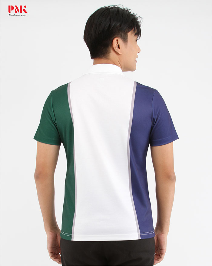 เสื้อโปโลพิมพ์ลาย Printed Pique EPPS03 สีเขียว-กรมท่า - Image 4