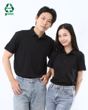 เสื้อโปโลรีไซเคิล Re-Cool สีดำ
