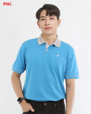 เสื้อโปโล Coolplus Coolway สีฟ้าเข้มปกเทา