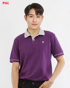 เสื้อโปโล Coolplus Coolway สีม่วงปกเทา