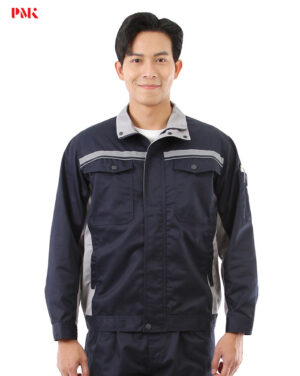 เสื้อช็อปแขนยาว Active Pro สีกรมท่าตัดต่อเทา