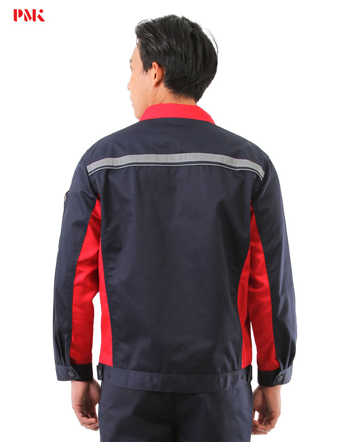 เสื้อช็อปแขนยาว Active Pro สีกรมท่าตัดต่อแดง - Image 4