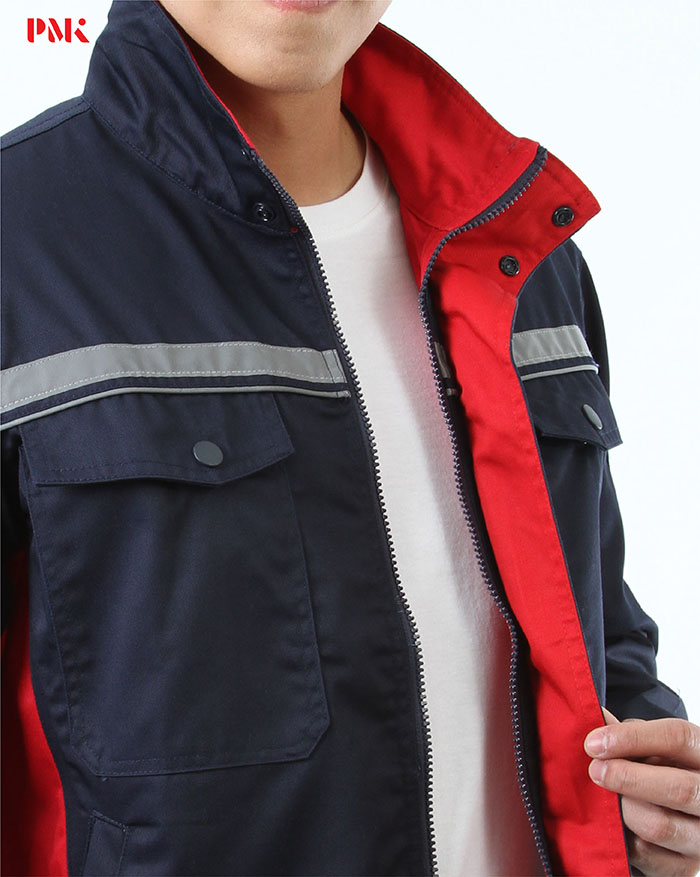 เสื้อช็อปแขนยาว Active Pro สีกรมท่าตัดต่อแดง - Image 5