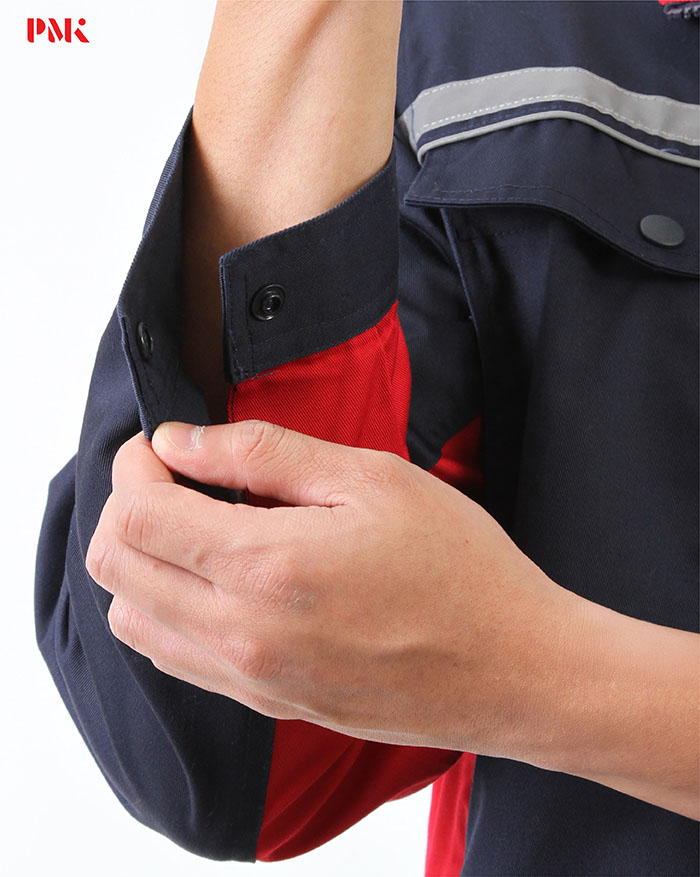 เสื้อช็อปแขนยาว Active Pro สีกรมท่าตัดต่อแดง - Image 7