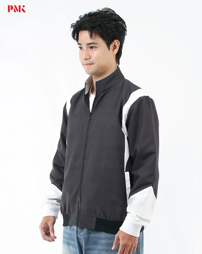 แจ็คเก็ตผ้าไมโครพีชตัดต่อพิมพ์ลาย สีดำ-ขาว - Image 3
