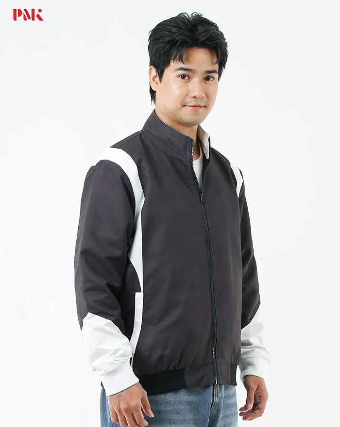 แจ็คเก็ตผ้าไมโครพีชตัดต่อพิมพ์ลาย สีดำ-ขาว - Image 4