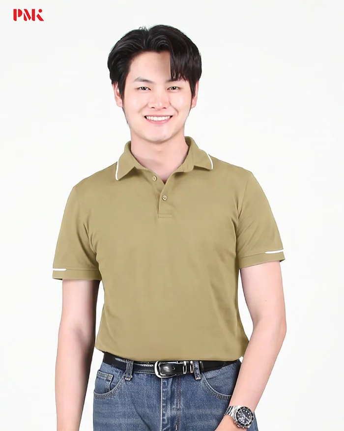 เสื้อโปโล Cotton Hybrid Pique สีกากี - Image 2