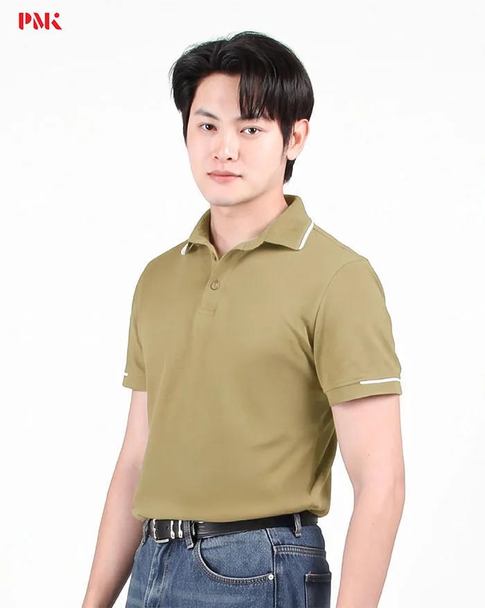 เสื้อโปโล Cotton Hybrid Pique สีกากี - Image 3