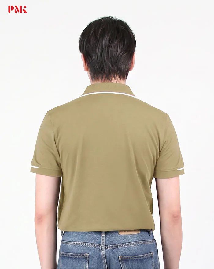 เสื้อโปโล Cotton Hybrid Pique สีกากี - Image 5